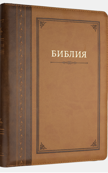 Библия — "Гармония" цвет светло-коричневый, переплет из термовинила на молнии, без индексов