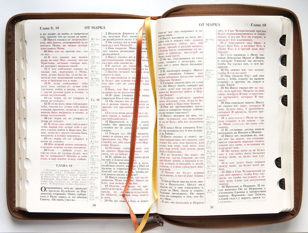 Библия — "Гармония" цвет светло-коричневый, переплет из термовинила на молнии, без индексов
